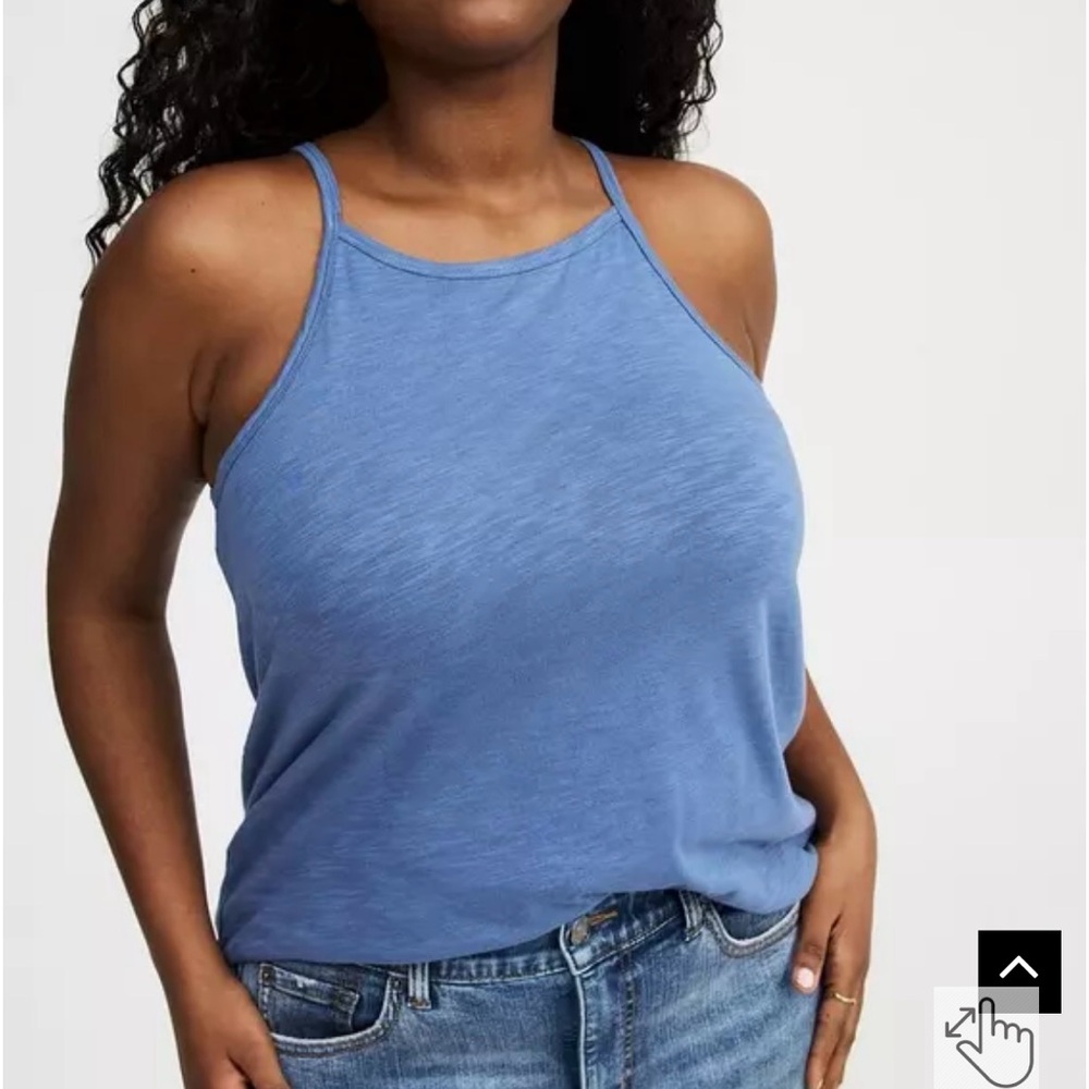 Blue Sleeveless Top with Lace Detail size 2